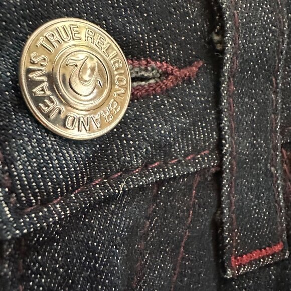 NWT True Religion Bootcut Flap Jeans 26 USA Dark Denim Lonestar Burgundy Sun Y2K - Picture 5 of 10